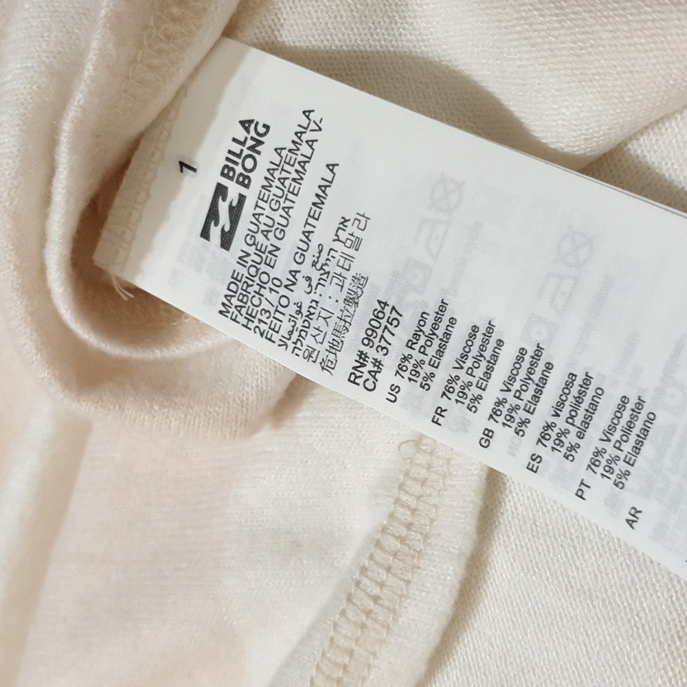 Billabong Women's Head Start Long Sleeve Top Antique White & Waffle Slv  Sz Sm - Picture 10 of 11